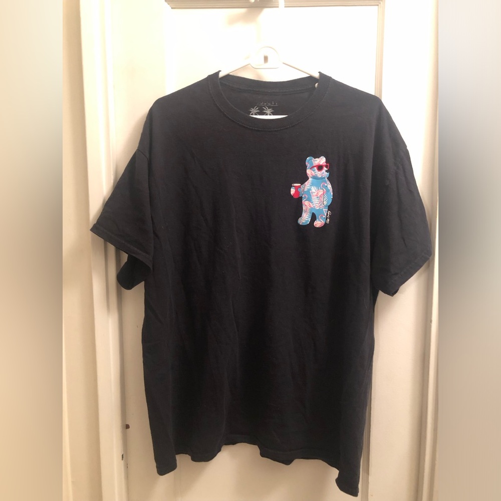 riot society Black Short-Sleeve Tee with Colorful Tropical Bear Graphic